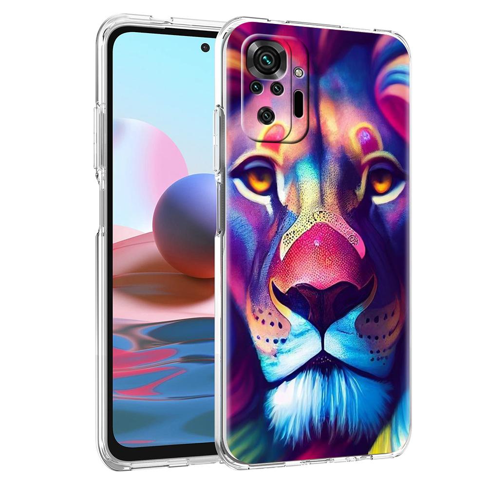 Colorful Lion Transparent Phone Case for Redmi 13C 12C 10C Note 13 12 11 11T K40 Gaming Plus Pro 4G 5G Soft Cover Shell Capa Bag