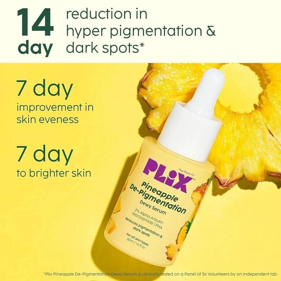 PLIX - Detergente Pigmentazione Ananas, Siero Viso & Idratante 30ml+100ml+50g