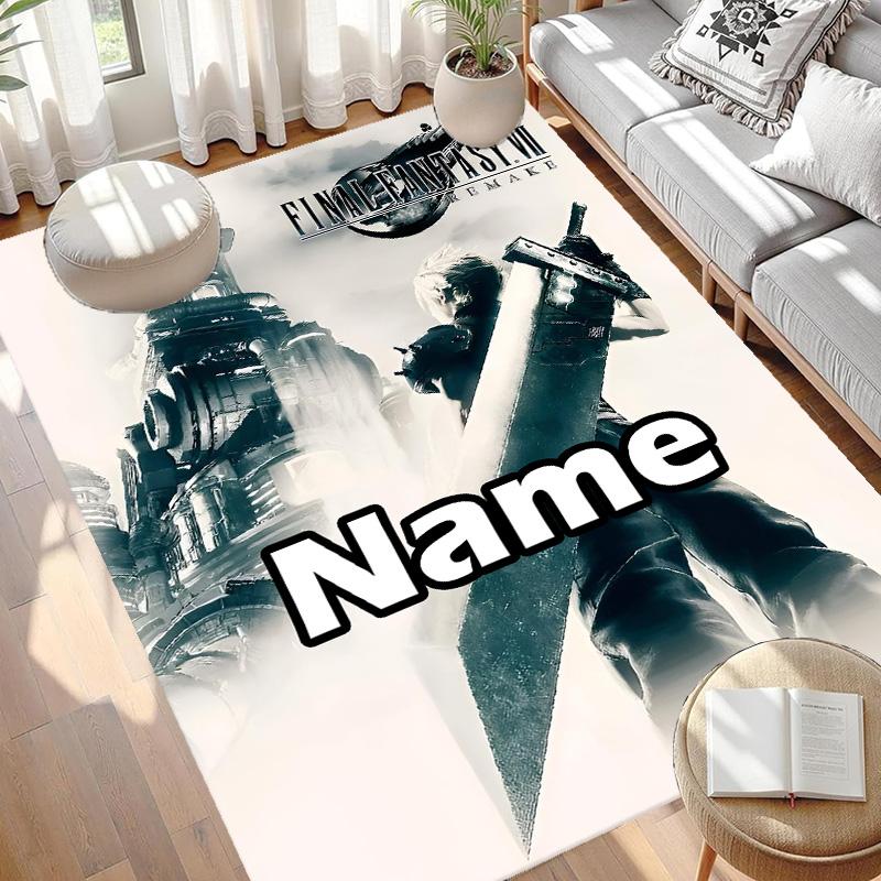 Benutzerdefinierter Name Personalisierter Final Fantasy Druck Teppich, Vielseitiger Heimdekor Teppich, für Spielzimmer, Wohnung, Balkon, Eingangsbereich, Flur Geschenk