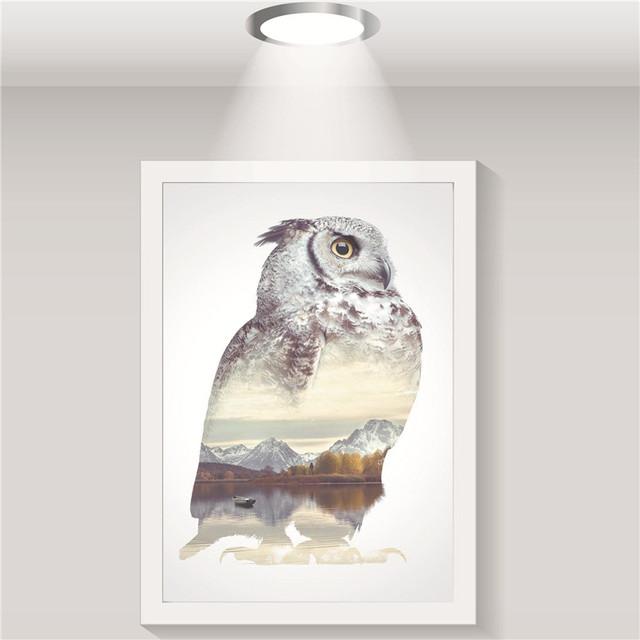 Scandinavian poster, canvas, flying eagle, forest, natural silhouette, wall art print, home decoration, oil painting without frame