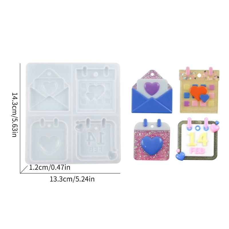 Flexible Pendant Mold Crafts Molds Valentines Day Series Keychain Mould Silicone Material Gift for DIY Hand Making Lover