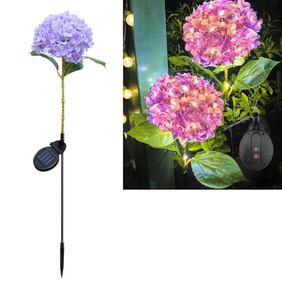 Fairy Hydrangea Lights, Solar Garden Stake Lights, Waterproof LED Flower Light, Colorful Outdoor Hydrangea Lamp for for Patio Lawn Pathway Decor