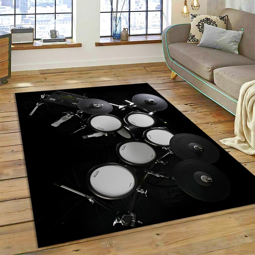 Drum Kit Music Instruments Drum Set Carpet Rug for Home Living Room Bedroom Sofa Doormat Decor,kids Area Rug Non-slip Floor Mat
