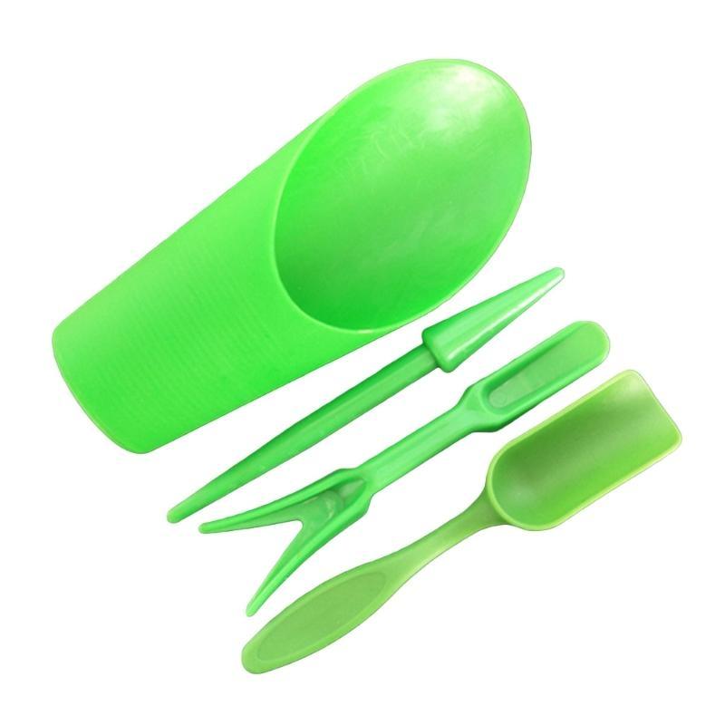 

4Pcs Garden Planter Sowing Shovel Bucket Spoon Succulents Planting Tool Bonsai Fertilizer Drilling Device DIY зелений