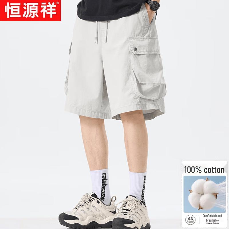 Hengyuanxiang Men s Summer American Retro Loose Cotton Casual Shorts M