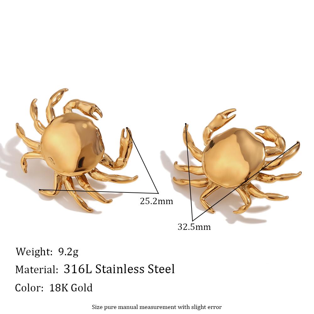 

MamacitaSlay Creative Mini Gold Silver Color Crab Earrings For Women 2024 Trend Waterproof Premium Stainless Steel Jewelry золотой