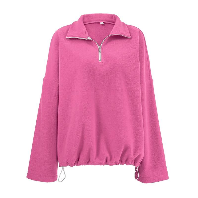 Damen S Rosa Kragen Fleece Cardigan Sweatshirt Locker Langarm