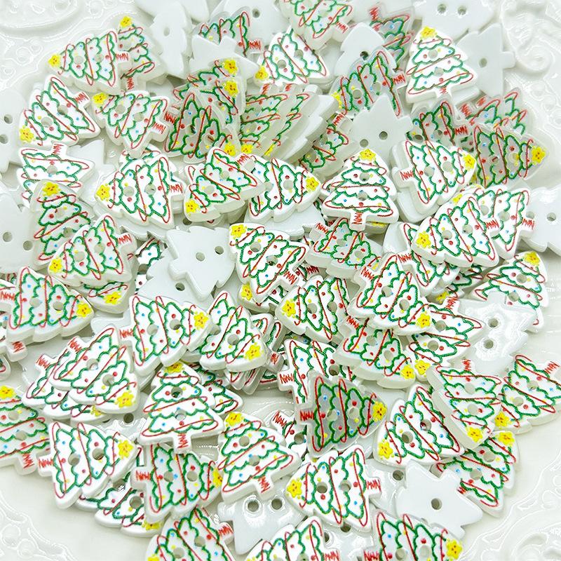 20pcs Cute Christmas Tree/cartoon Dog Button, Shaped Two Hole Resin Button, Clothing Decoration, Handmade DIY Accessories