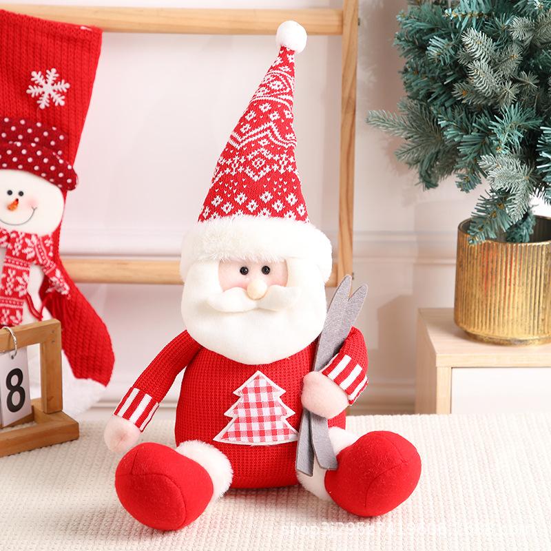 Christmas Telescopic Doll Old Man Snowman Deer Fabric Toy Christmas Gift Window Decoration Ornament