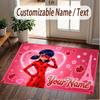 Custom Name Text Crystal Velvet Rug,Miraculous Ladybug Soft Plush Decorative Non Slip Floor Carpet