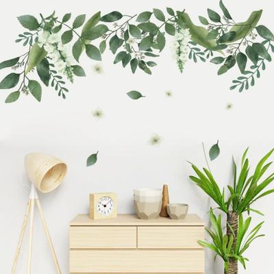 Tropical Leaves Flowers Wall Stickers Plants Mural Bedroom Living Room Decoration Art Decals Wall Paper Home Decoration Stickers