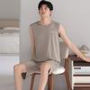 Cool Modal cotton pajamas men's summer thin short-sleeved shorts summer loose green middle-aged vest large size set