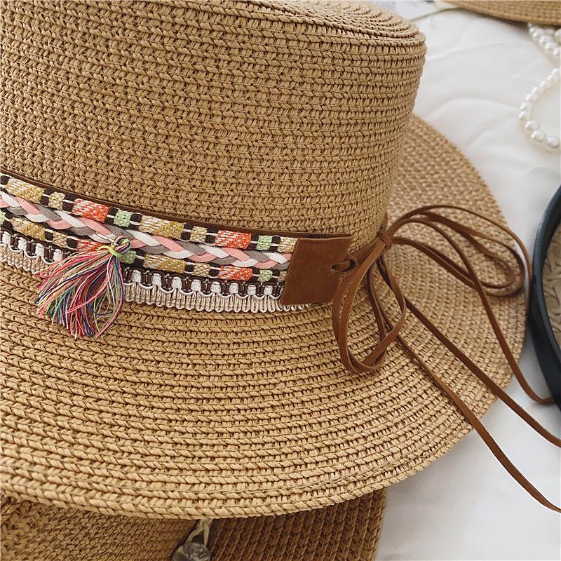 New original ethnic style straw hat women's spring and summer beach outing sun hat retro straw woven sun protection hat