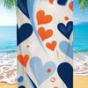 Love Symbol Pattern Digital-printed Polyester Superfine Fiber Double-sided Fleece Beach Vacation Bath Towel, Beach Towel