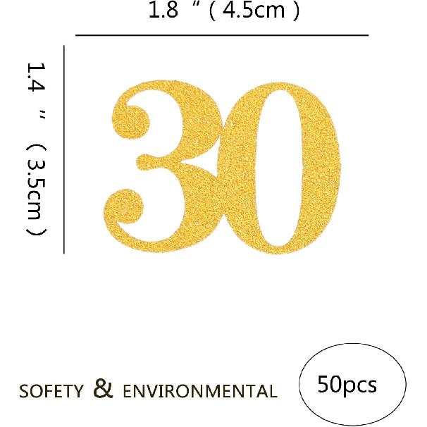 30th Happy Birthday Confetti Decorations - Number 30 Gold Glitter Table Confetti for 30th Birthday, 30th Anniversary Wedding Party Supplies