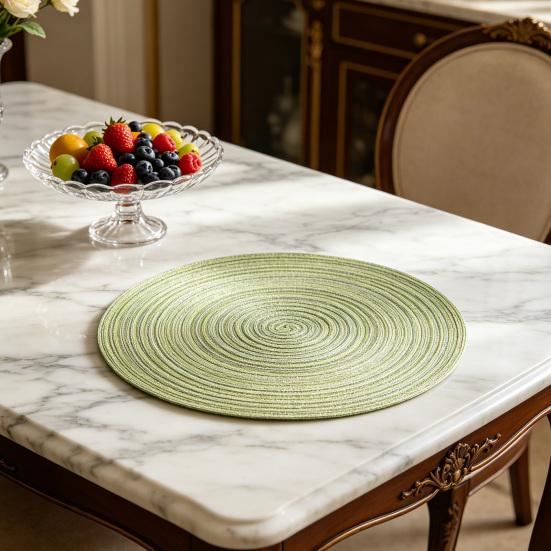 Hitzebeständige Platzsets Rutschfeste Tischsets für das Esszimmer Elegante runde Untersetzer für Zuhause Küche Party Rustikales Küchen-Dekor