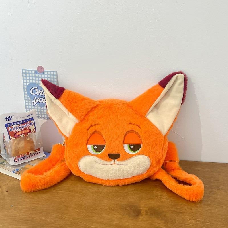 

Мультяшная плюшевая сумка-тоут с лисой и кроликом большой вместимости, милая уличная маленькая сумка-мессенджер, подарок на день рождения