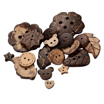 100x Coconut Shell Decorative Buttons Craft Sewing Scrapbooking Mixed Shapes