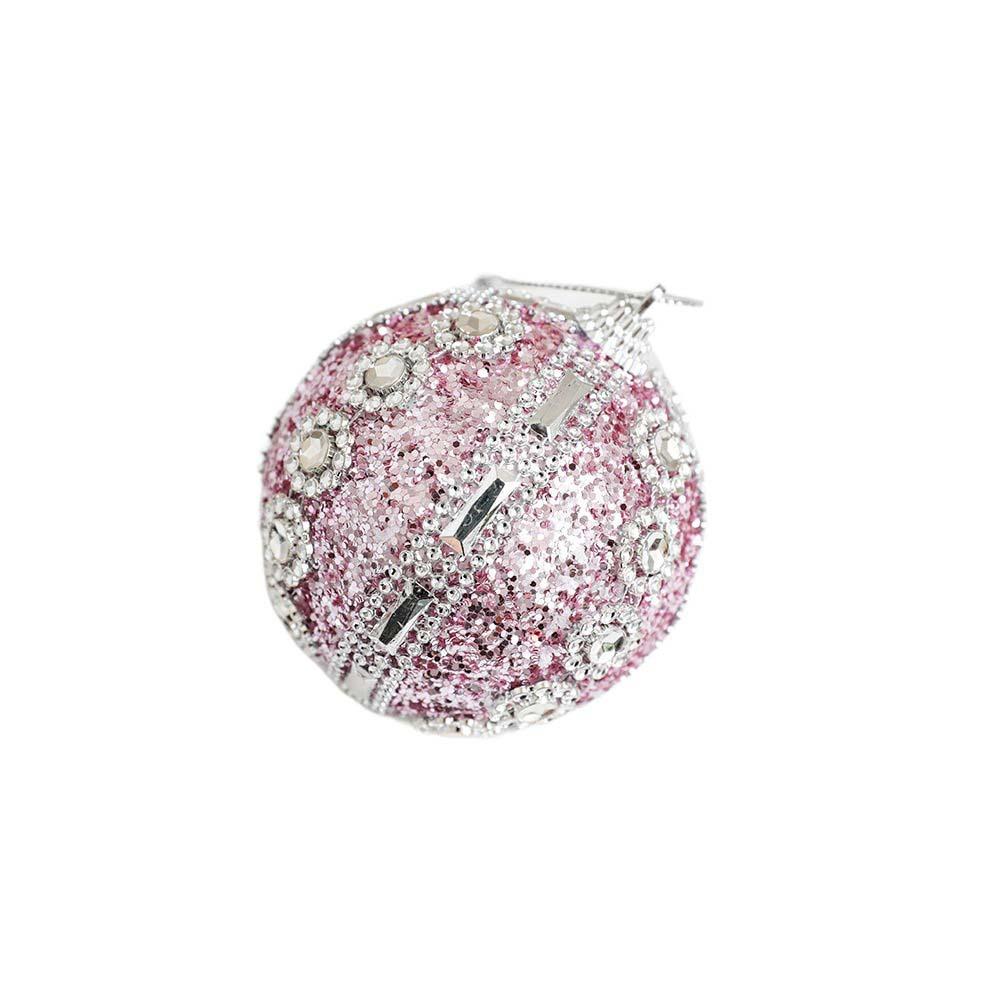 8cm Pink Christmas Balls Glitter Xmas Tree Pendant Christmas Tree Hanging Ornament  Living Room