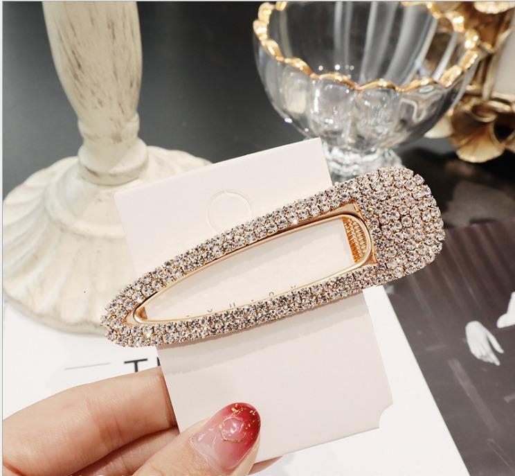 Luxury Full Crystal Pearl Hair Clips Pins Fashion Geometric Waterdrop Rectangle Duckbill Clip For Women Girls Hair Accessories