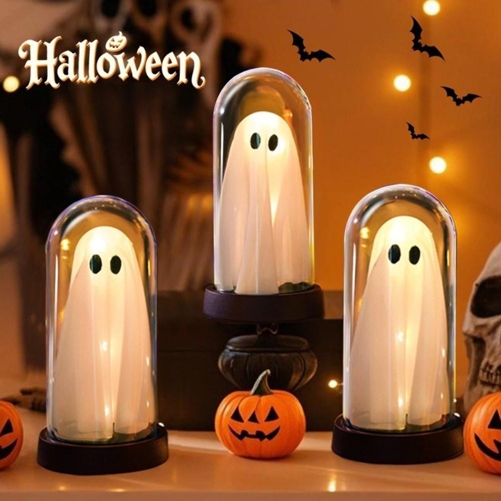 Halloween Light Up Specter Warm White Light Cloche Specter Lamp Desktop Lighting  Spooky Room Decor
