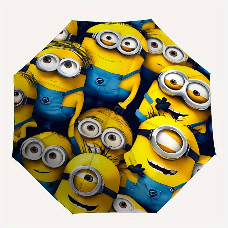 1pc Minions Self-Folding Umbrella, 8-Bone Compact Travel Umbrella, Durable Plastic And Iron Frame119