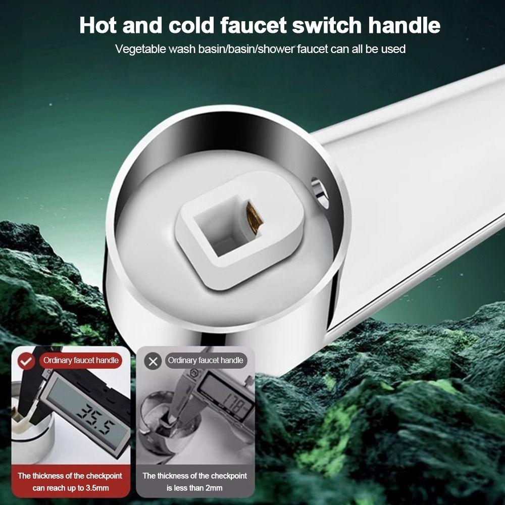 New Universal Faucet Handle Thicken Silver Quick Open Valve Faucet Switch Handle