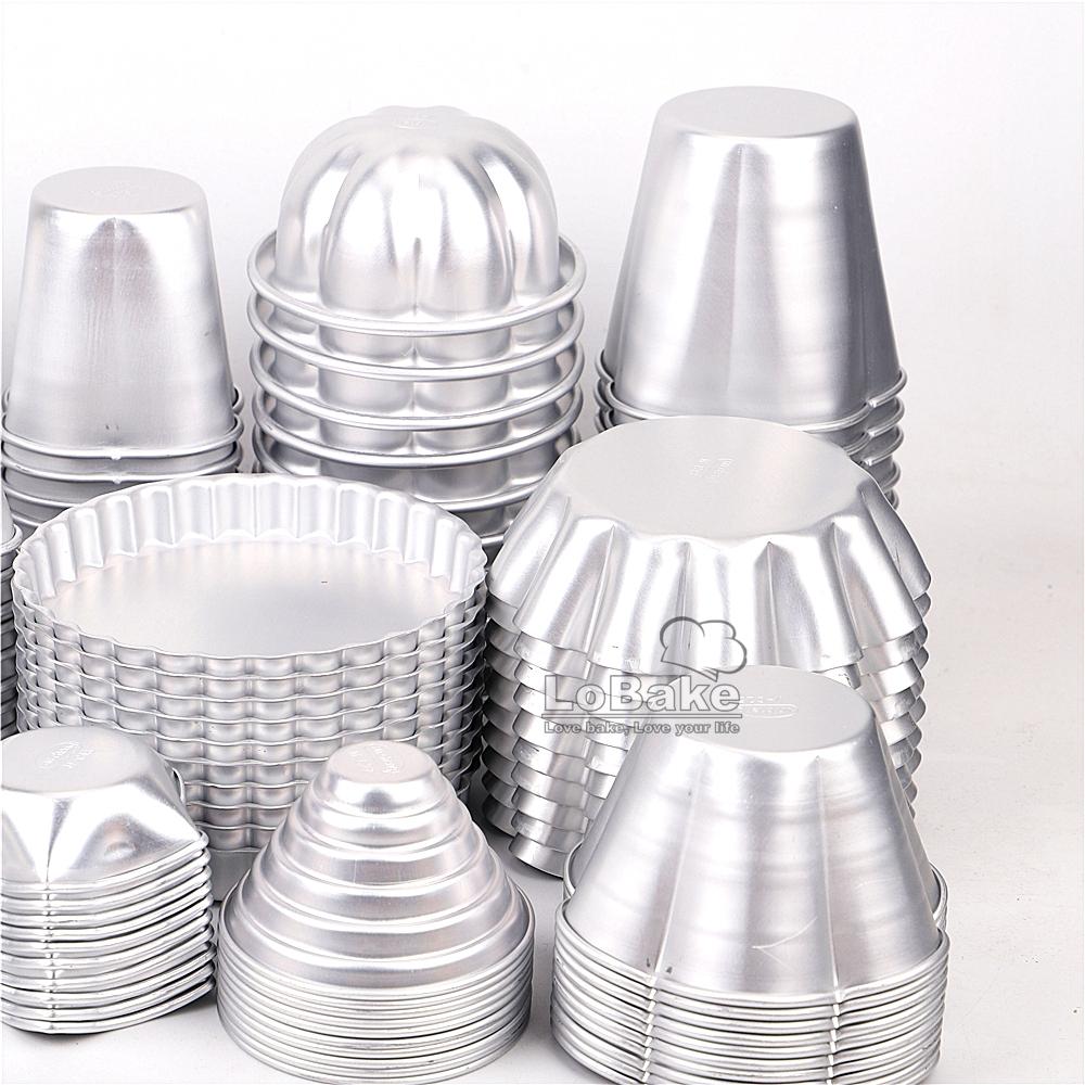 10pcs/lot Various Design Fluted Edge Wavy Flower Cup Boat Round Shape Aluminium Tart Mould Jelly Pudding Cup Cupcake Mold Baking