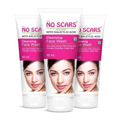 NO SCARS Aloevera Face Wash For Deep Cleansing | Clear Skin, Reduce Acne - Men & Women 60ml (Pack Of 3)