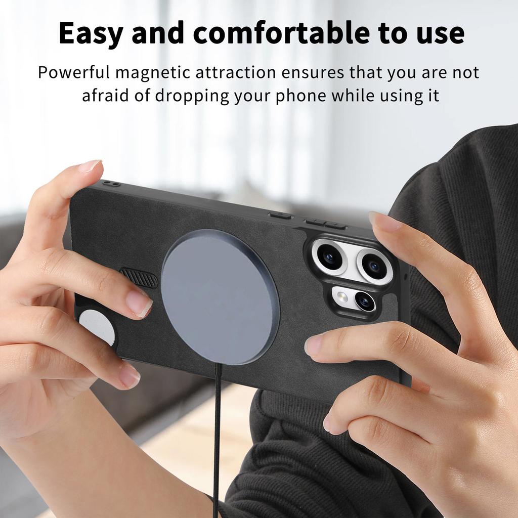 Magnetische Lederhülle für Nothing CMF Phone 2 Pro Magsafe Kabelloses Laden Matt Stoßfester Bumper Cover für CMF Phone 2Pro