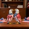 Tabletop 2D Wooden Bald Eagle Figurine, 4th of July Patriotic Eagle Statue with Base for Independence Day Home Table Decor