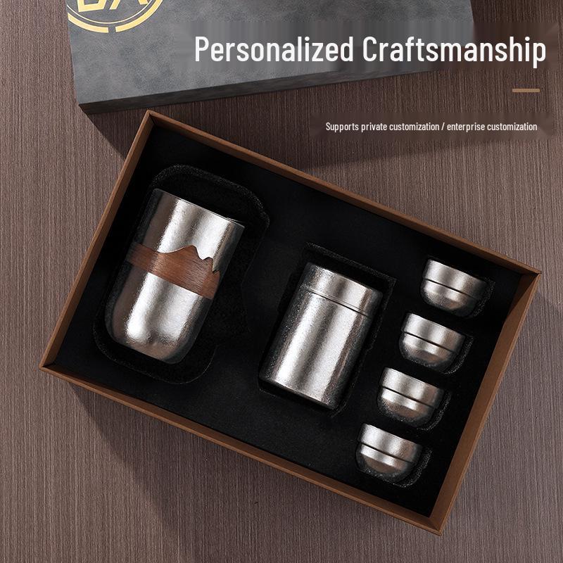 Luxury Pure Titanium Kung Fu Tea Set with High-End Teapot & Gift Box