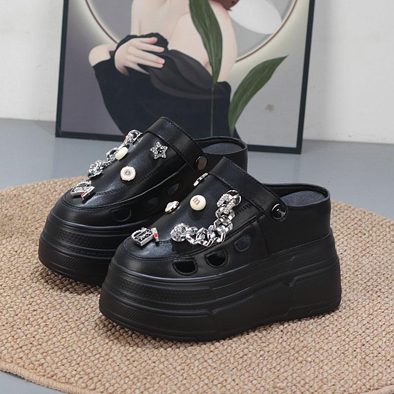 Fashion 11CM Chunky Platform Sandals for Women Summer Thick Bottom Clogs Slippers Woman Closed Toe Non-Slip Beach Garden Shoes Slide