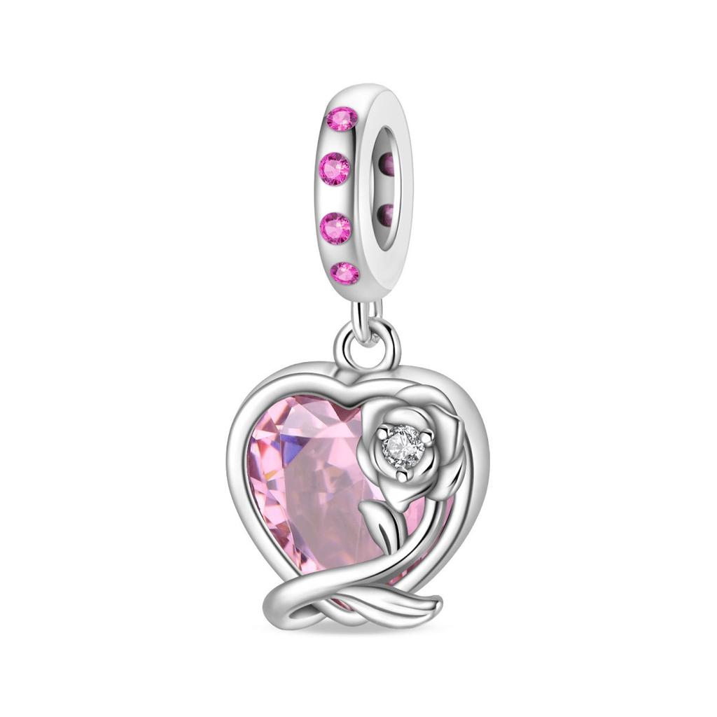Cute Pink Rose Cherry Blossom Crown Charm Pendant Bead DIY Bracelet Jewelry Accessory