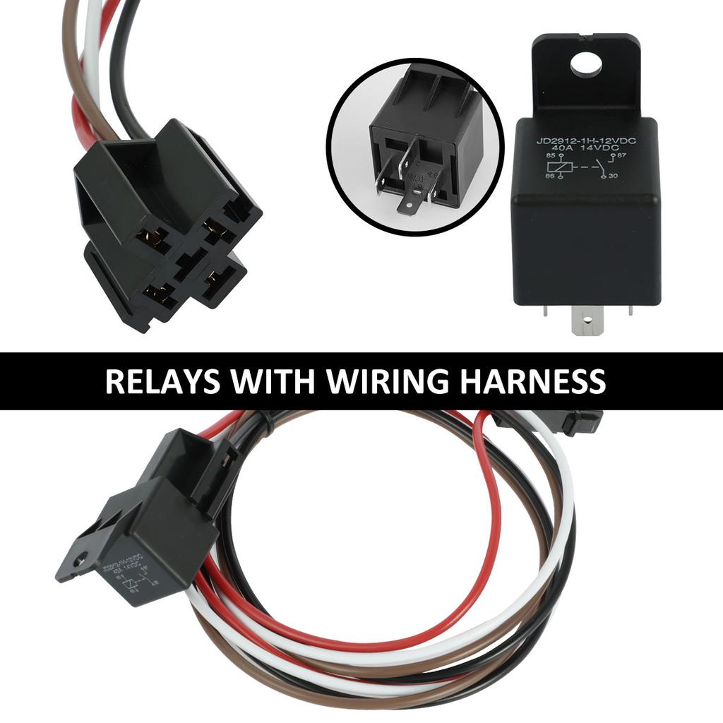 Zestaw przekaźników podwójnego wentylatora elektrycznego 40A, wiązka przewodów samochodowych, przełącznik czujnika temperatury, bezpieczny zestaw termostatu wentylatora elektrycznego chłodnicy