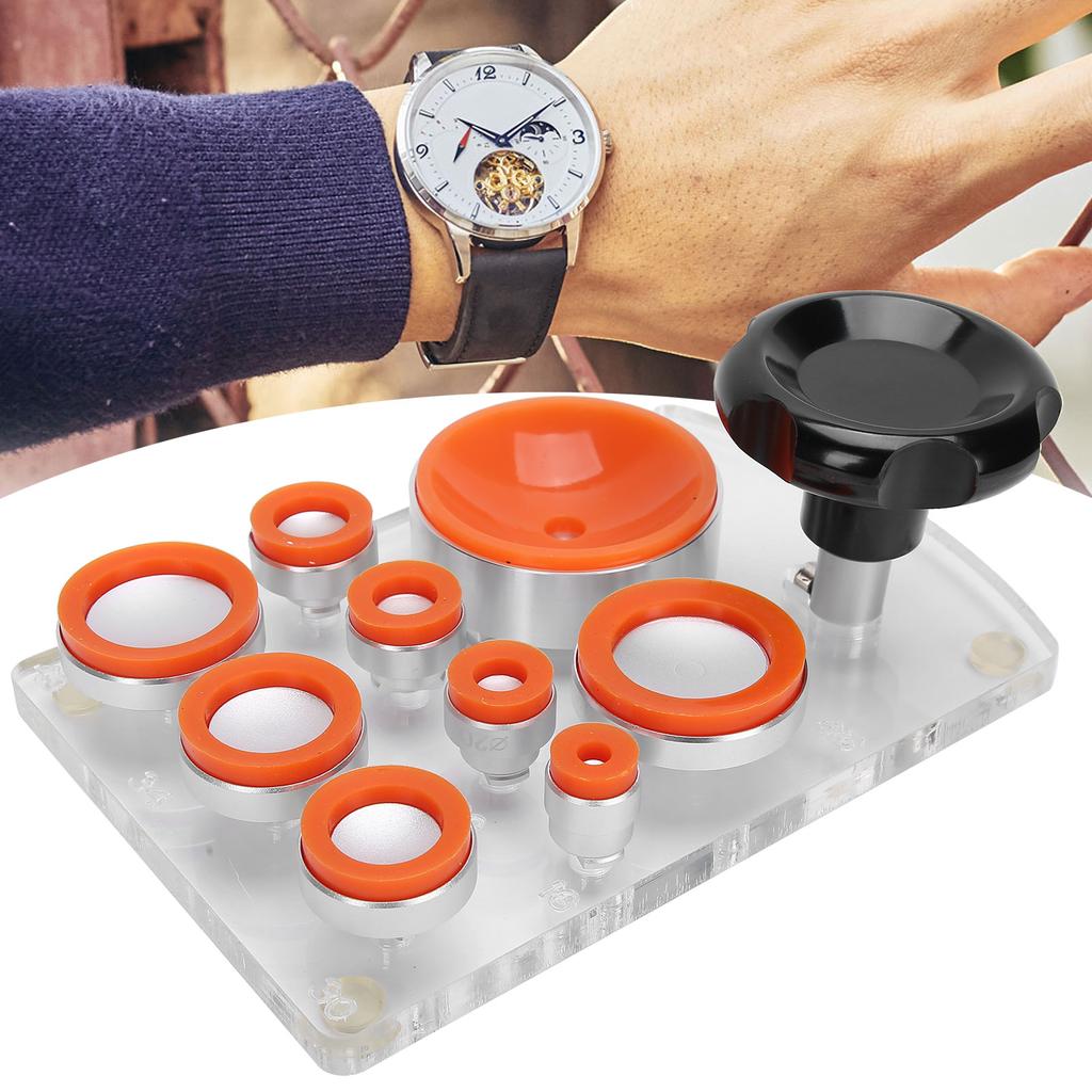 Deschizător de carcase cu ventuză cu 8 matrițe, instrument profesional de deschidere a capacului de ceas pentru ceasornicar