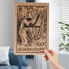 Vintage Guadeloupe Sugar Cane Cutting Stamp Metal Tin Sign  Tropical Plantation Workers Harvesting Cane BeigeBlackBlue Retr