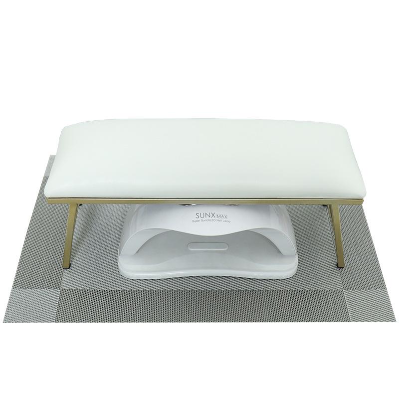 Elevated Manicure Hand Rest Set with Iron Art, Leather, and Non-Slip Pad - Fits Manicure Lamp