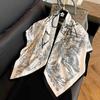 91Cm French Striped Large Square Scarf Women's Spring and Autumn Versatile Small Silk Scarf Stewardess Scarf White Scarf Foreign Style Shawl Women