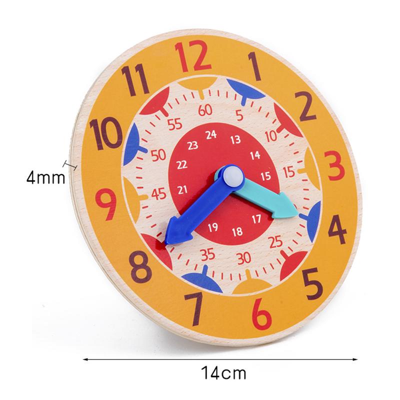Children Montessori Wooden Clock Toys Hour Minute Second Cognition Colorful Clocks Teaching Aids for Kids Preschool Children