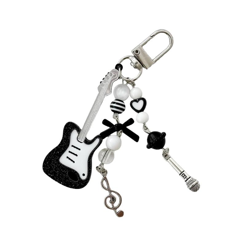 

Aesthetic Music Guitar Keychain Cuteness Keyrings Hanging Pendant Suitable for Girls and Women Music Lovers Present