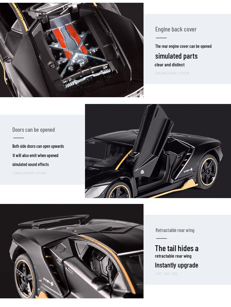 Jianyuan LP770 Alloy Diecast Supercar Model with Pull-Back and Open Door Features
