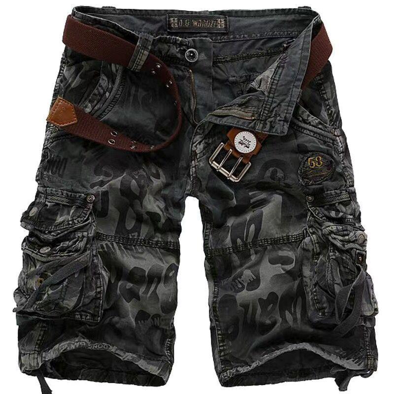 Men Vintage Demin Shorts Fashion Zipper Pocket Short Jeans Fashion Color Letter Print Demin Shorts