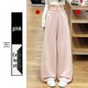 Women's Light Gray Wide-Leg Crooked Knife Sweatpants, Spring 2026, Slimming Straight Thickened Fashion Drape.