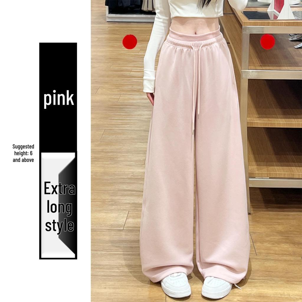 Women's Light Gray Wide-Leg Crooked Knife Sweatpants, Spring 2026, Slimming Straight Thickened Fashion Drape.