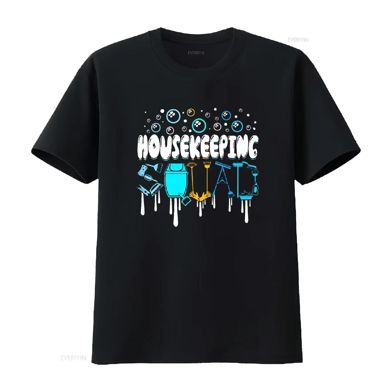 Housekeeping Squad Cleaner Cleaning Housekeeper T Shirt vintage Washed Breathable Soft Versatile streetwear Unisex S