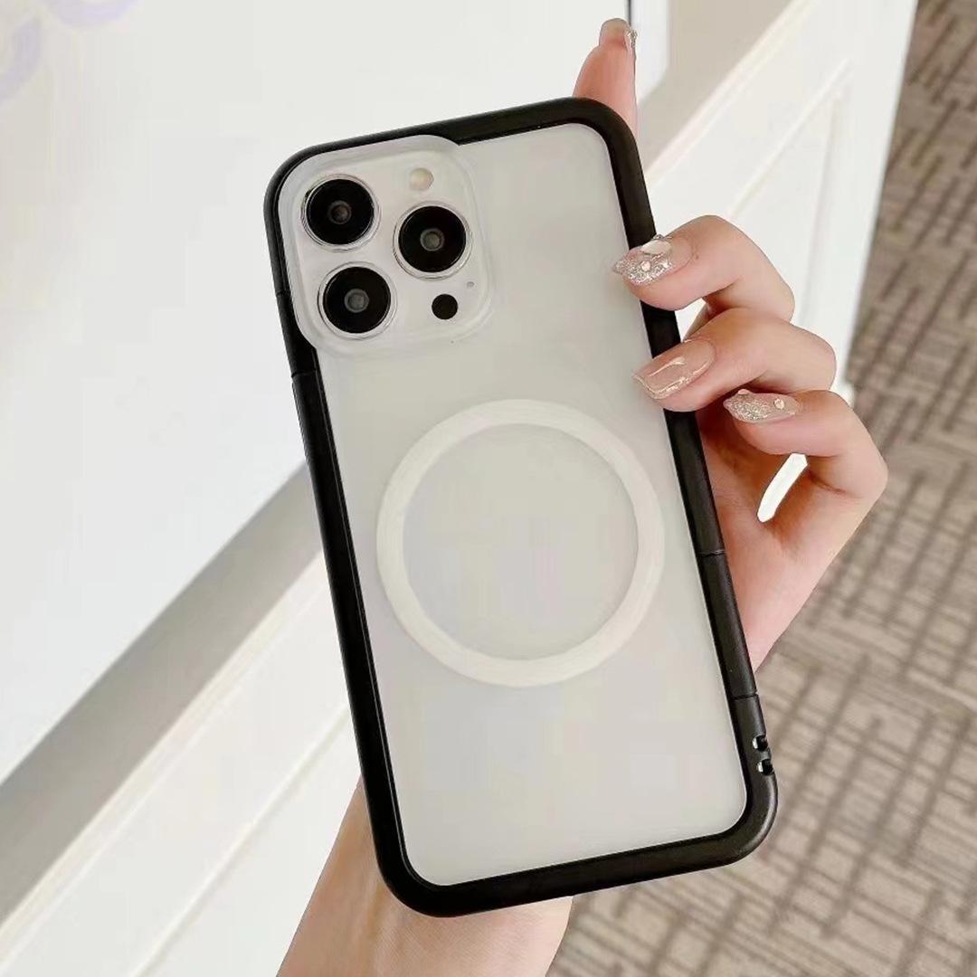 

Magnetic Suction Case Suitable for IPhone15 Mobile Phone Case Contrasting Color Matte Magnetic Suction 13 Two-in-one Protection Case Apple 15Plus