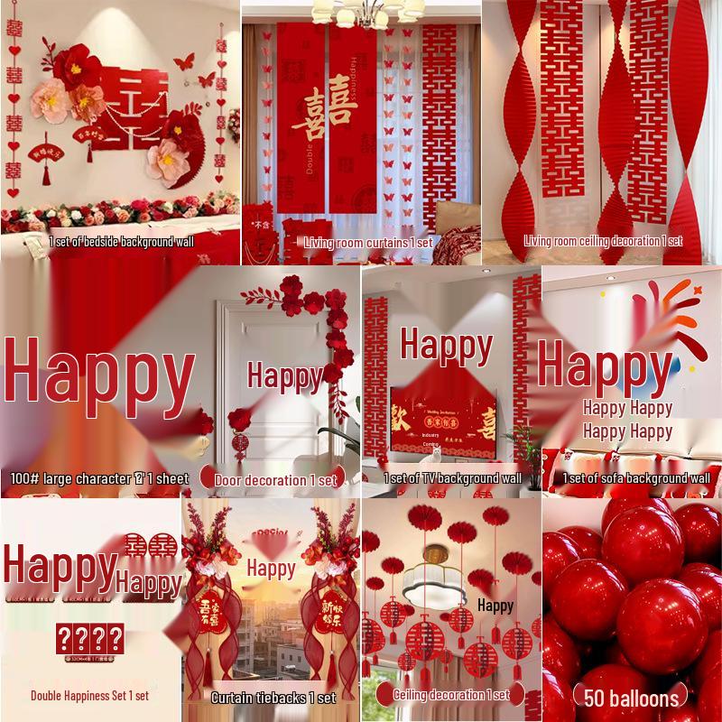 Complete Wedding Room Decoration Set: Bride & Groom's Bedroom Decor Essentials