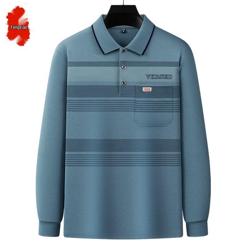 

Men s Business Casual Striped Long-Sleeve Polo Shirt 54/XXL