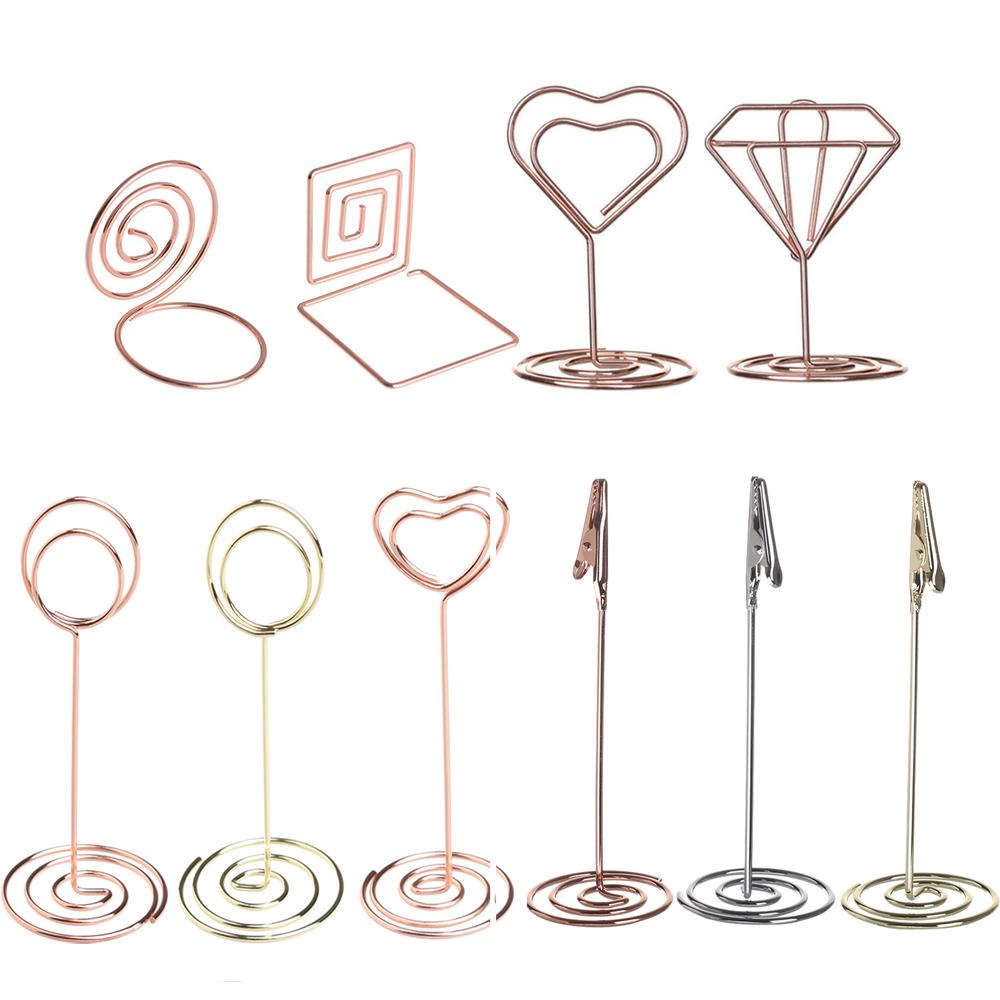 1PC Various Shapes Place Card Holder Table Metal Table Numbers Holder Paper Menu Clips Romantic Photo Holder Desktop Decoration